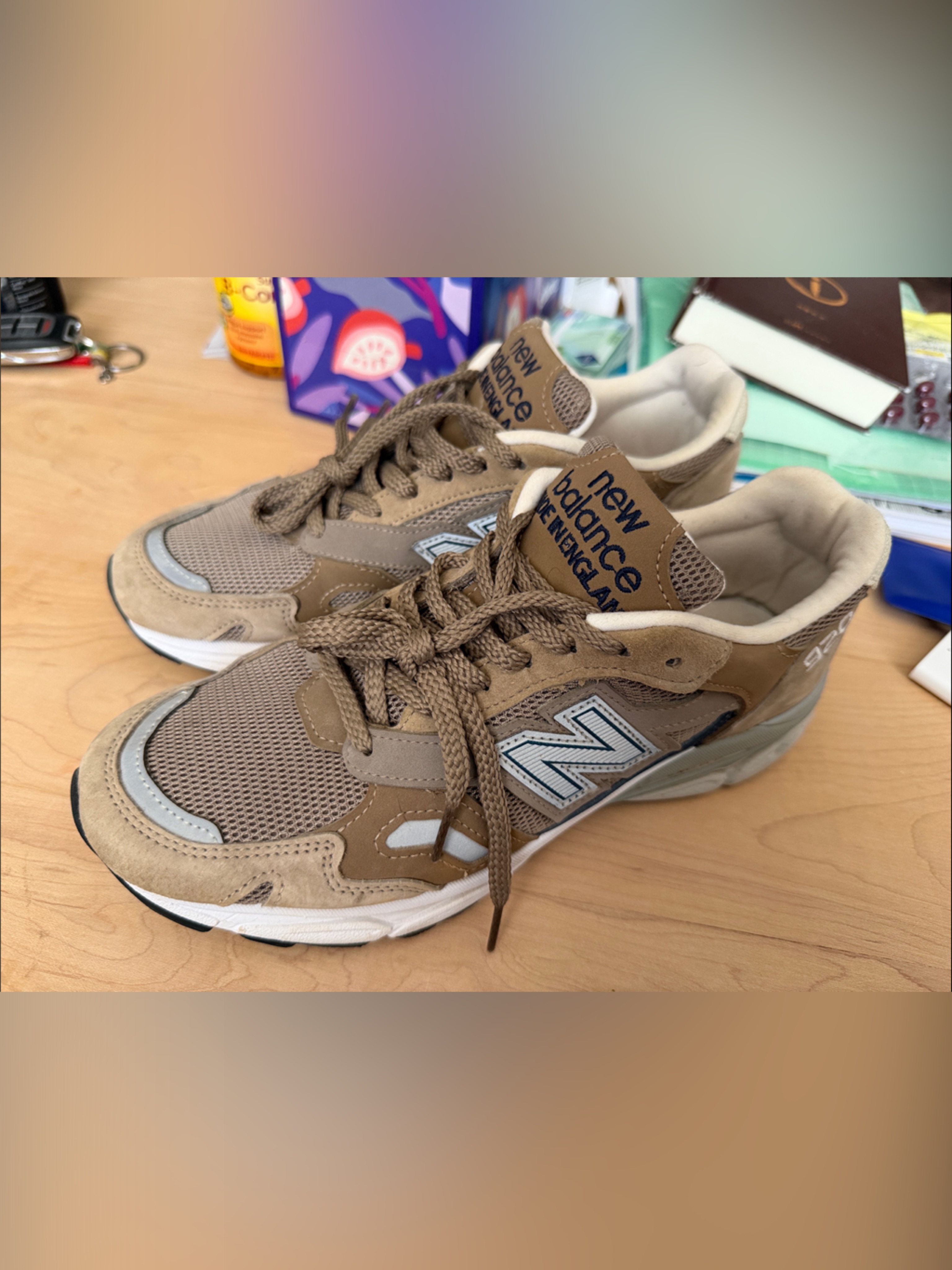 New Balance 930 Tan & Brown Suede Sneakers Made In England Sz6.5